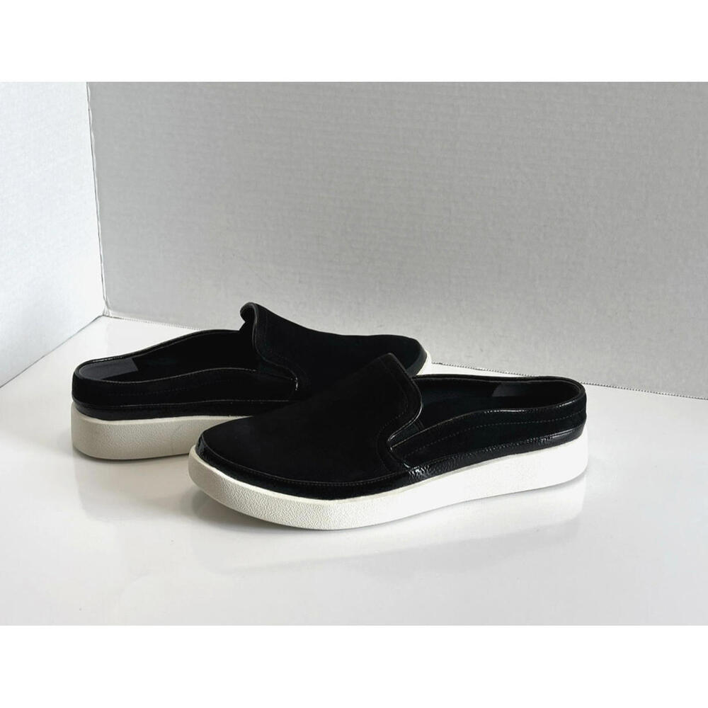 Vionic Effortless Shoes Clogs Women's 7 Black Leather Slip On Orthotic Sneakers